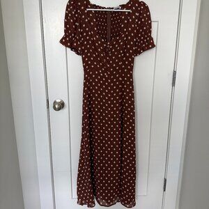 Reformation Brown and White Dot Dress (Like New, Size 2)